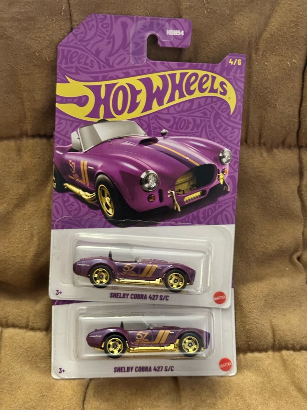 Hot Wheels Shelby Cobra 427 S/C Toy Car - Purple with Gold Accents